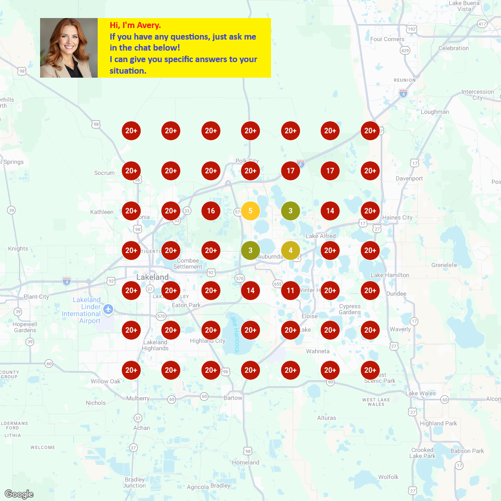 Local heat map — Springer Bros visibility across the Lakeland area